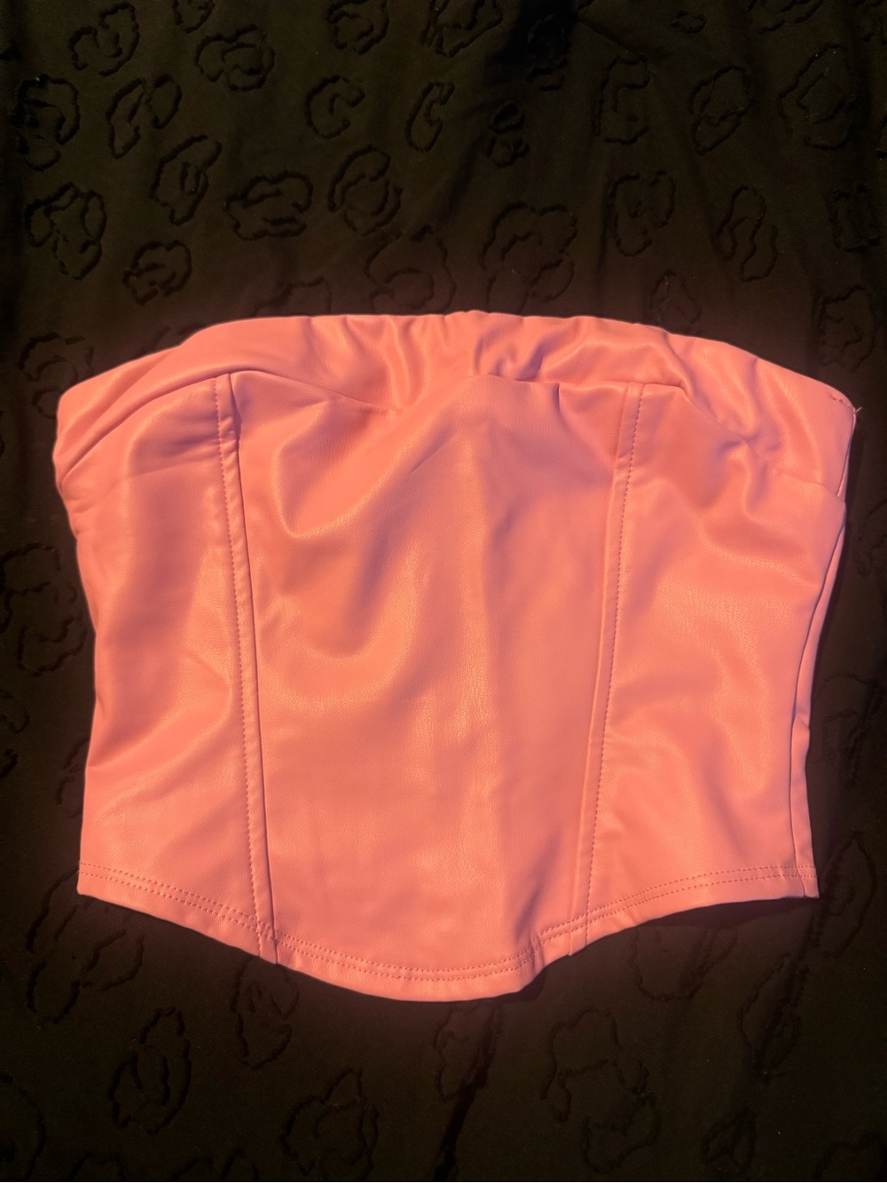 Altar'd State Pink Faux Leather Strapless Bustier
